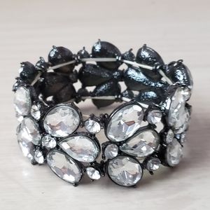 Black metal and jeweled bracelet